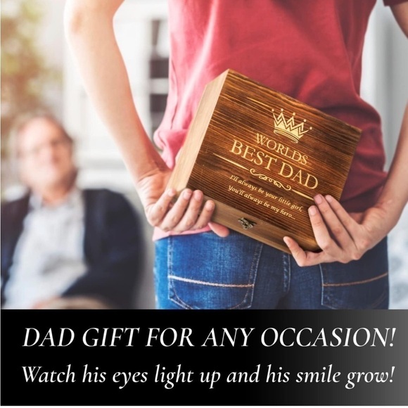 Brand New "World's Best Dad" Whiskey Glass Gift Set Wooden Engraved Box Stones - Picture 16 of 16